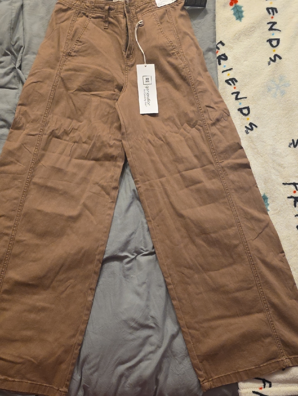 Wide Leg Brown Workwear Pants